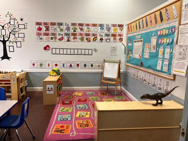 Curé of Ars classroom with alphabet wall displays