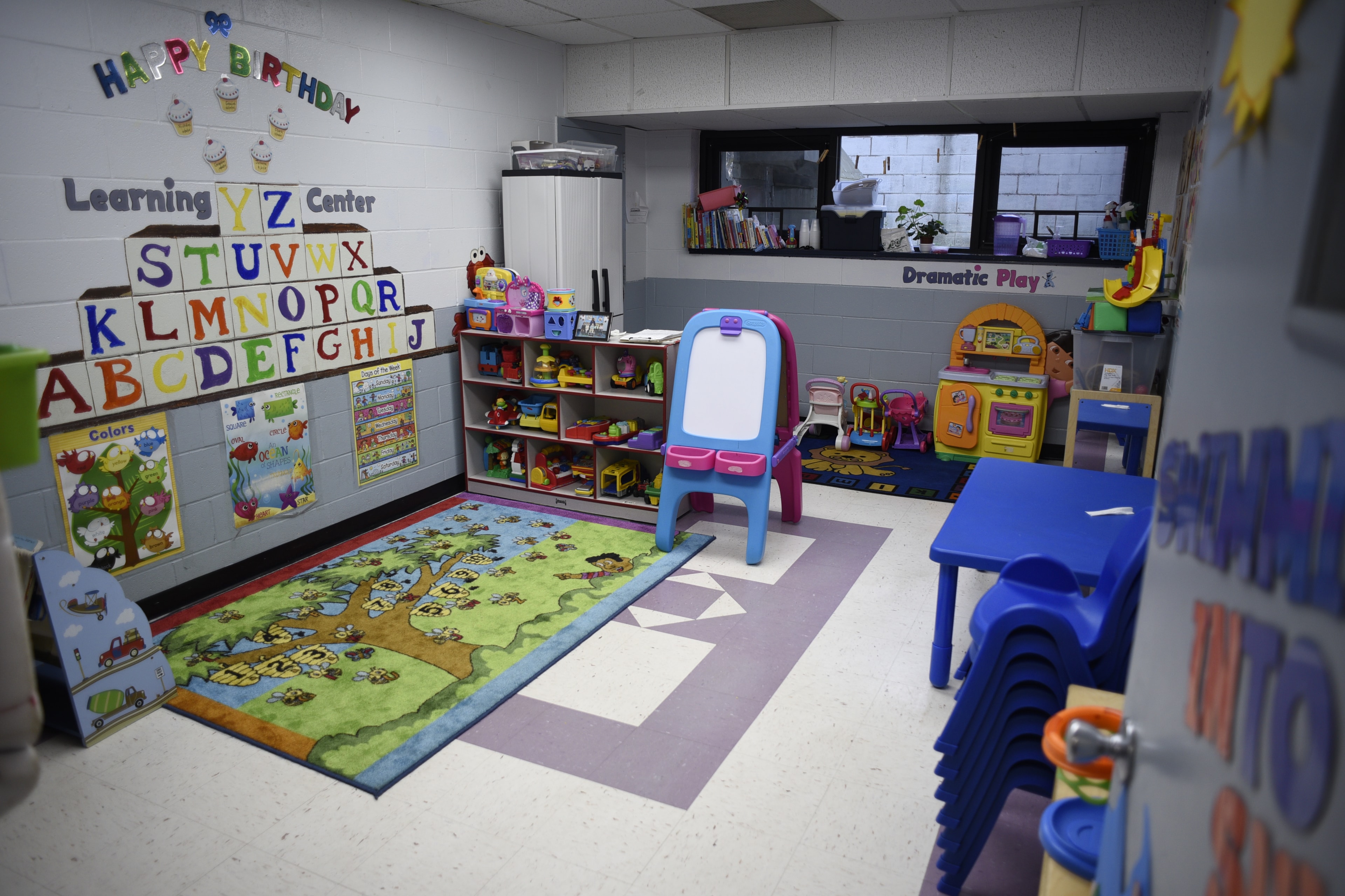Merrick preschool classroom with learning play area